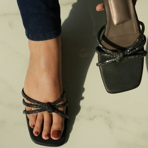 BRAND NEW CHASE+CHLOE EVE-38 RHINESTONES WOMEN'S SLIDERS - Picture 1 of 12